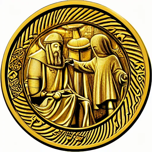 Prompt: gold coin design for the holy grail