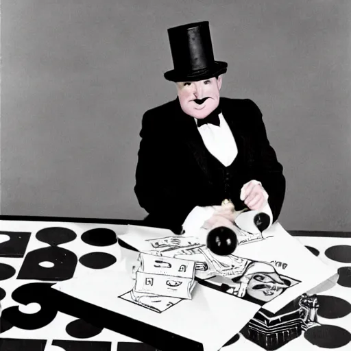 Image similar to 1960s street magician that looks like mr monopoly