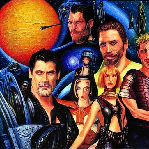 Image similar to the cast of farscape ( television show ), highly detailed painting