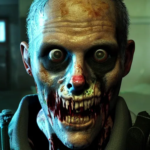 Prompt: highly detailed portrait of a boomer zombie from left 4 dead, style of stephen bliss, unreal engine, global illumination, detailed and intricate environment