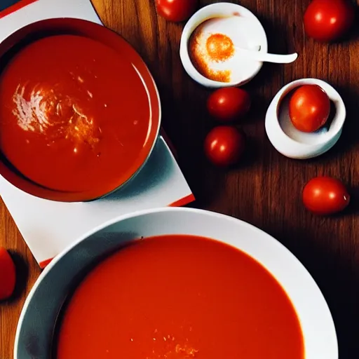 Prompt: Charles leclerc crying into a bowl of tomato soup, digital art, 8k