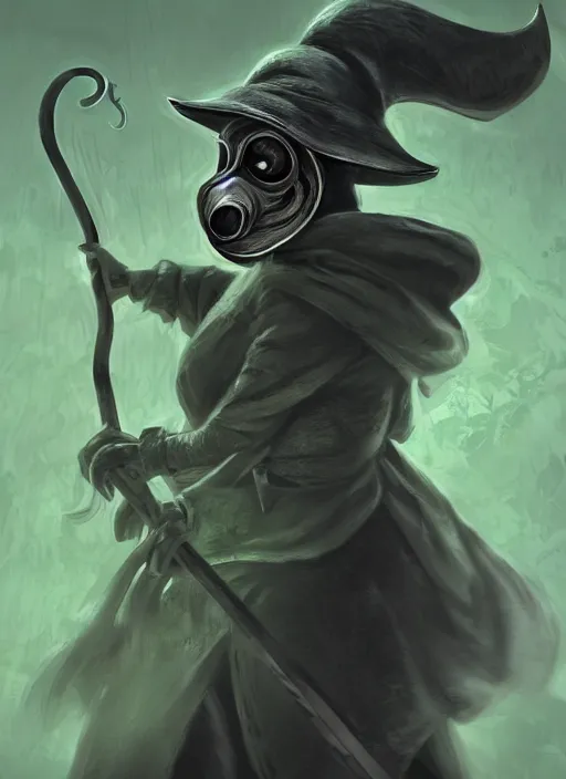 Image similar to a highly detailed illustration of plague doctor mask wearing woman, wielding scythe, surrounded by green mist background, intricate, elegant, highly detailed, centered, digital painting, artstation, concept art, smooth, sharp focus, league of legends concept art, WLOP