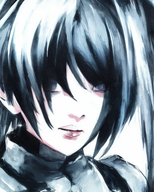 Prompt: touka kirishima, tokyo ghoul, painting, sui ishida, yoji shinkawa, collaborative painting, ultrafine - detail, 4 k, 8 k, artstation