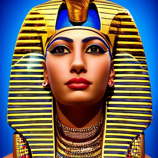 Prompt: A portrait of an Egyptian queen, photorealist, 4k, DSLR photograph
