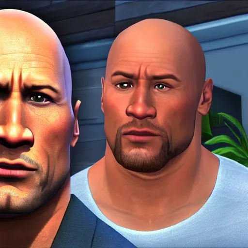 Image similar to Dwayne Johnson as a Sim in the Sims 3