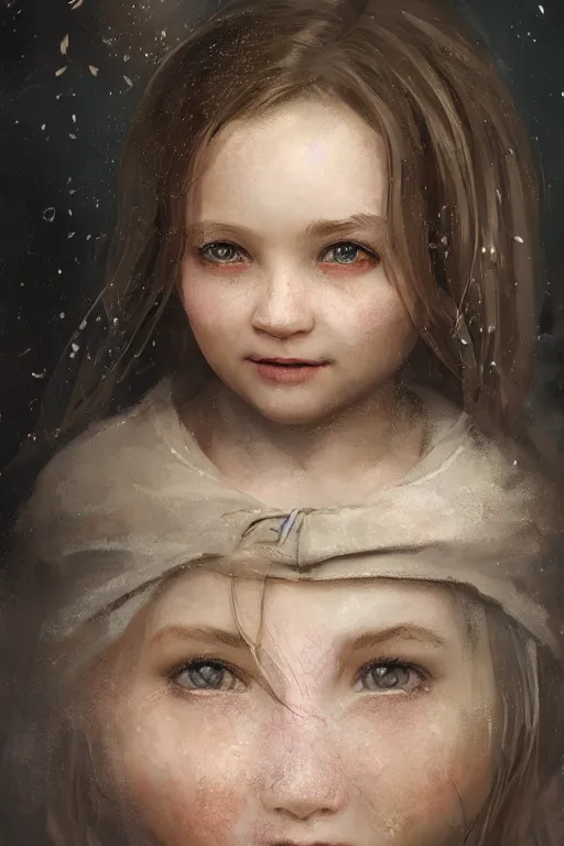 Image similar to medieval little girl, joyful, hope, dreaming, close - up portrait, intricate, elegant, volumetric lighting, scenery, digital painting, highly detailed, artstation, sharp focus, illustration, concept art, ruan jia, steve mccurry