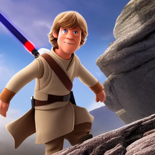 Image similar to Film still of Luke Skywalker, from Disney Pixar's Up (2009)