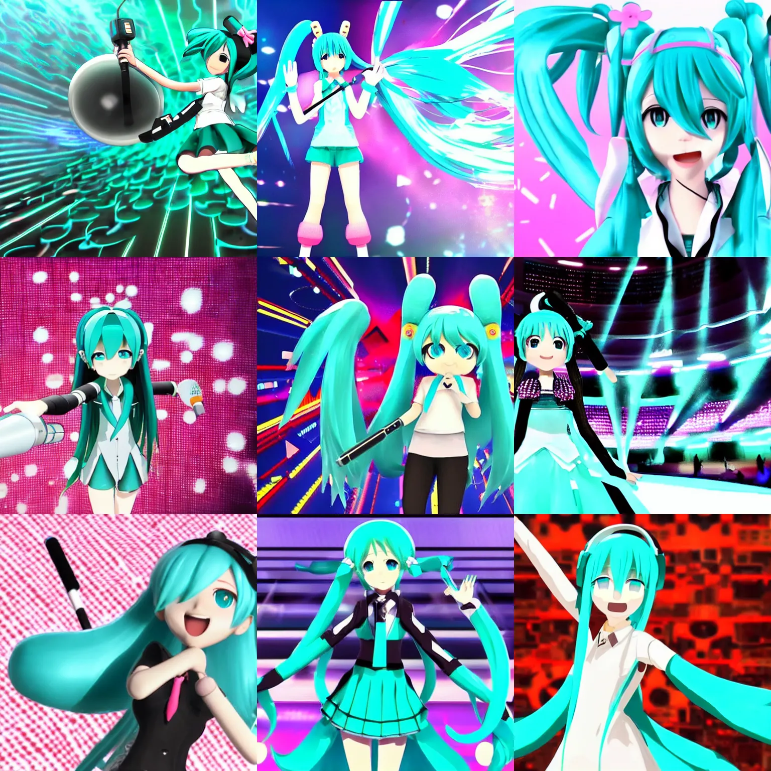 Prompt: hatsune miku, take the microphone, animation