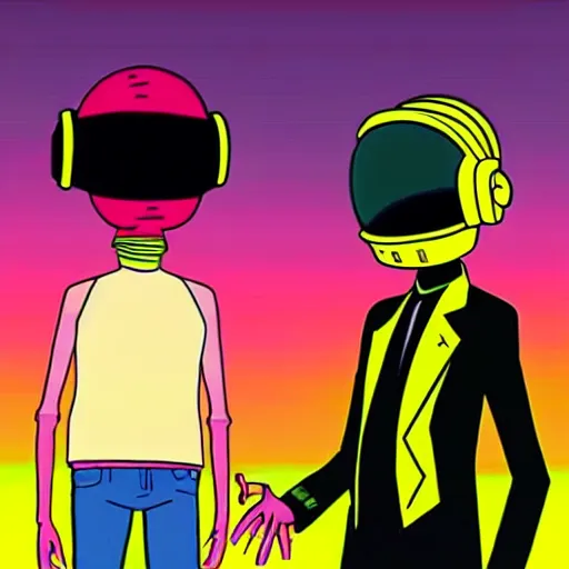 Image similar to Daft punk in an episode of Rick and Morty,