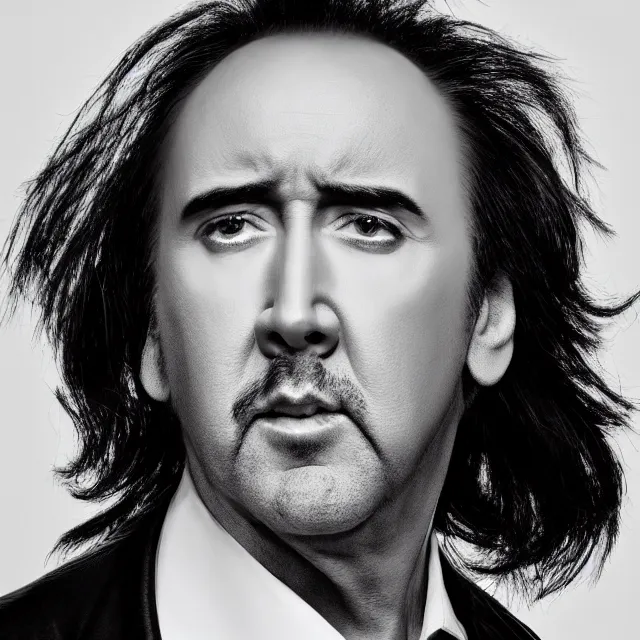 Image similar to nicolas cage headshot photo portrait headshot even lighting