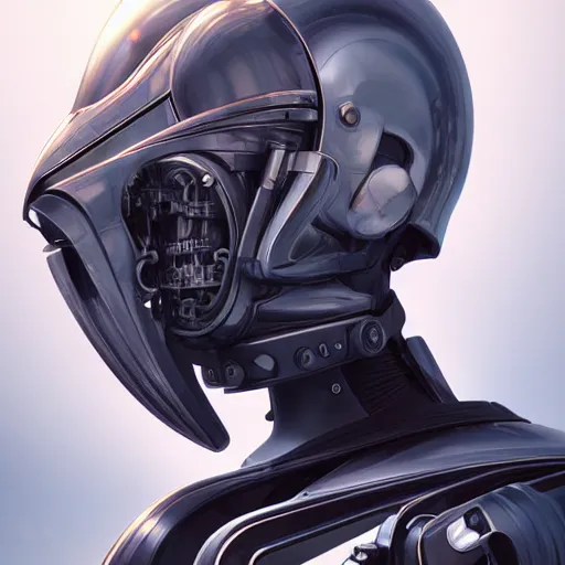 Image similar to edgy futuristic cyborg, chrome motorcycle parts , cinematic lighting, highly detailed, trending art station, concept art, Unreal Engine 5, Photorealism, 8k resolution, cinema 4d, 3D, beautiful, art by artgerm and greg rutkowski and alphonse mucha and loish and WLOP