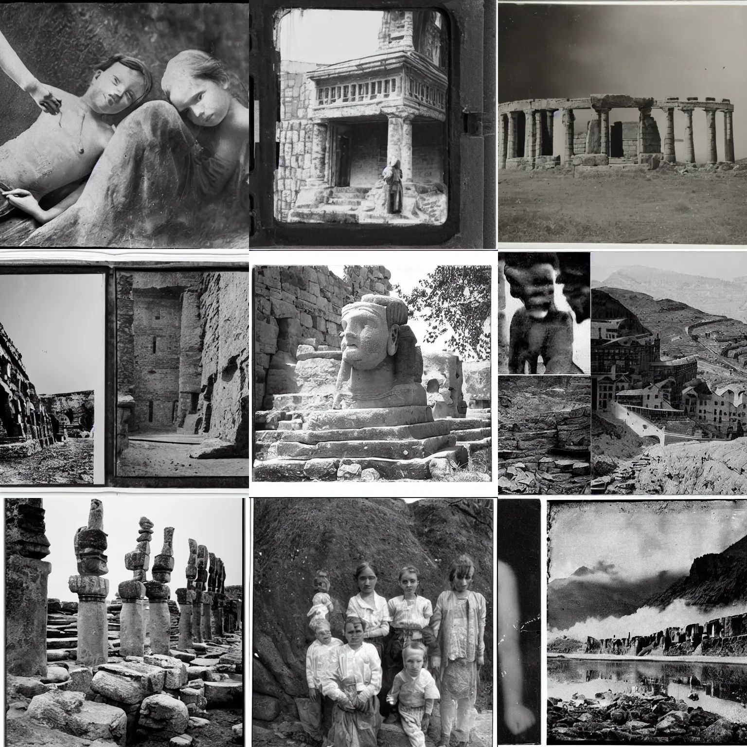 Prompt: ancient black & white photo negatives
