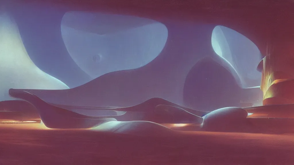 Image similar to otherworldly atmosphere of emissary space by arthur haas and bruce pennington and john schoenherr, cinematic matte painting buildings by zaha hadid and james turrell