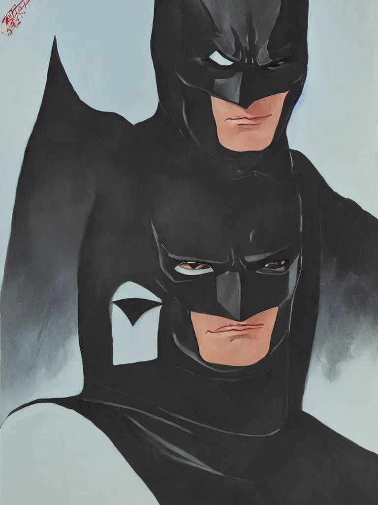 Image similar to a portrait painting of the batman