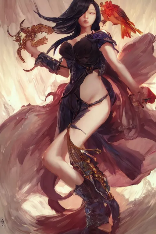 Image similar to Monalisa in a blade and soul spinoff artbook rendered by the artist Hyung tae Kim, Jiyun Chae, Lê Long, Joe Madureira, trending on Artstation by Hyung tae Kim, artbook, Stanley Artgerm Lau, WLOP, Rossdraws , James Gurney