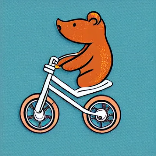 Image similar to Bear riding a small bicycle, sticker, highly detailed, colorful, illustration, drama, smooth and clean vector curves, no jagged lines, vector art, smooth