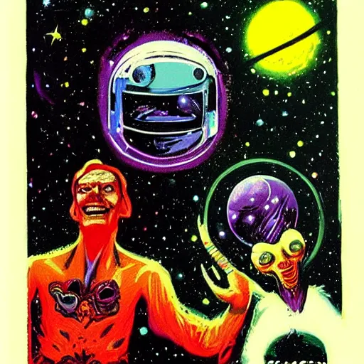 Image similar to space hallucination imagined by the artist basil gogos