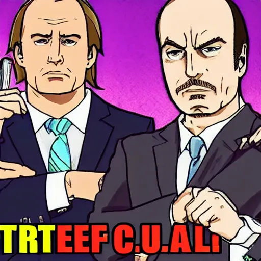 Image similar to better call saul scene in the style of ace attorney