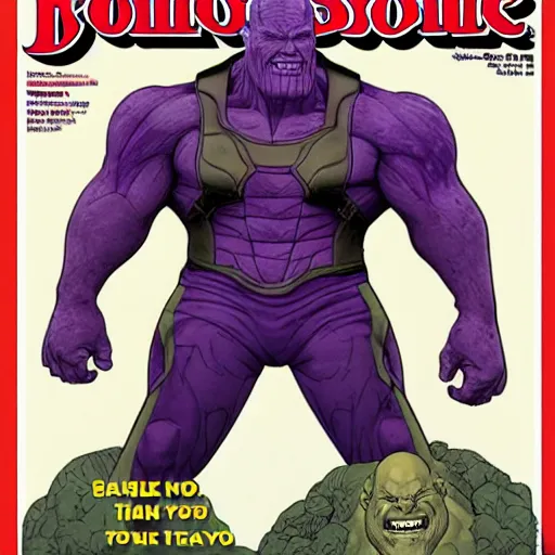 Image similar to thanos in the cover of rolling stone magazine