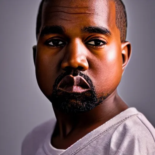 Image similar to the face of kanye west at 8 years old, portrait by julia cameron, chiaroscuro lighting, shallow depth of field, 8 0 mm, f 1. 8