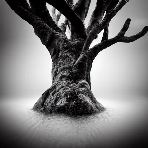 Image similar to long roots underwater, award winning black and white photography, high contrast, high definition