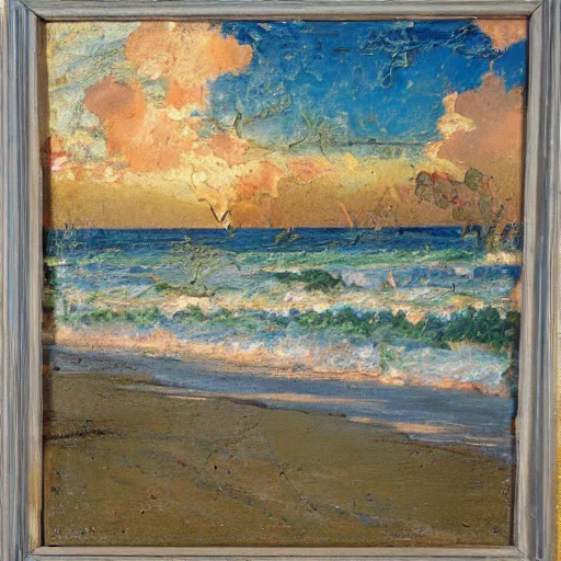 Image similar to oil paint impasto reliefs, italian beach scene, an artwork by charles w. bartlett and colin campbell cooper