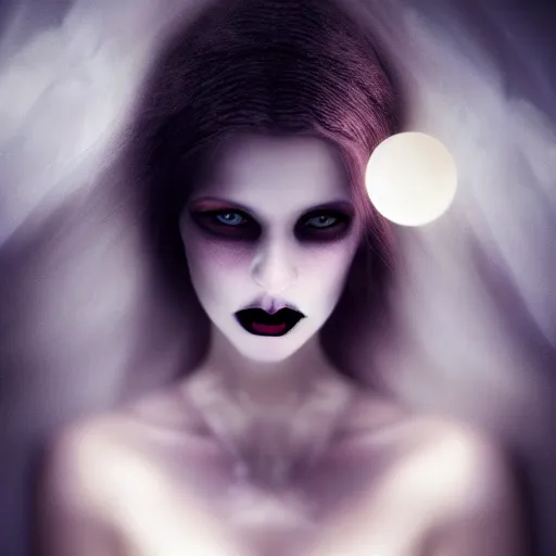 Prompt: photographic portrait of a stunningly beautiful gothic vampire female in soft dreamy moonlight, contemporary fashion shoot, by edward robert hughes, annie leibovitz and steve mccurry, david lazar, jimmy nelsson, breathtaking, 8 k resolution, extremely detailed, beautiful, establishing shot, artistic, hyperrealistic, beautiful face, octane render