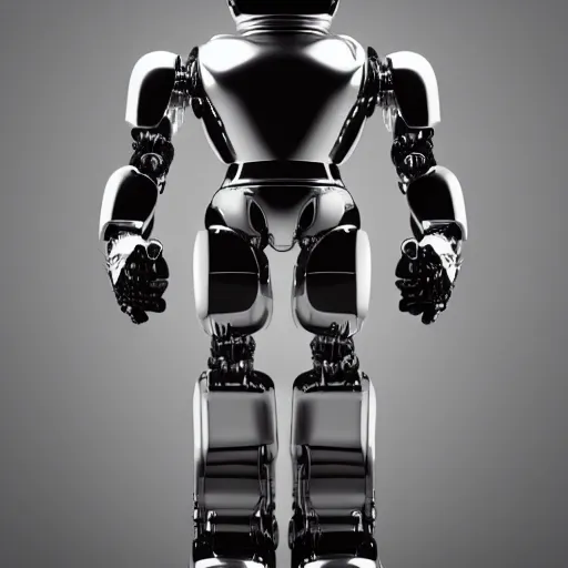 Image similar to full body shot of a chrome robot with a humanoid face, insanely detailed intricate octane render, 8 k artistic photography, photorealistic