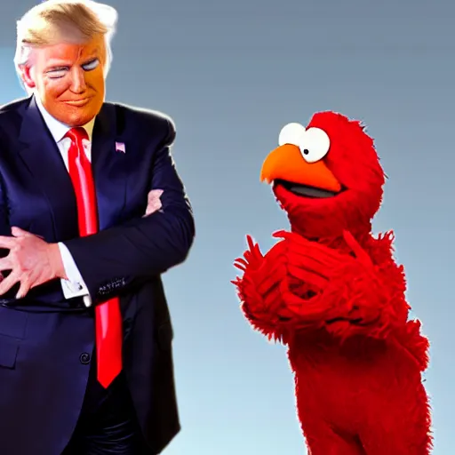 Image similar to donald trump with elmo