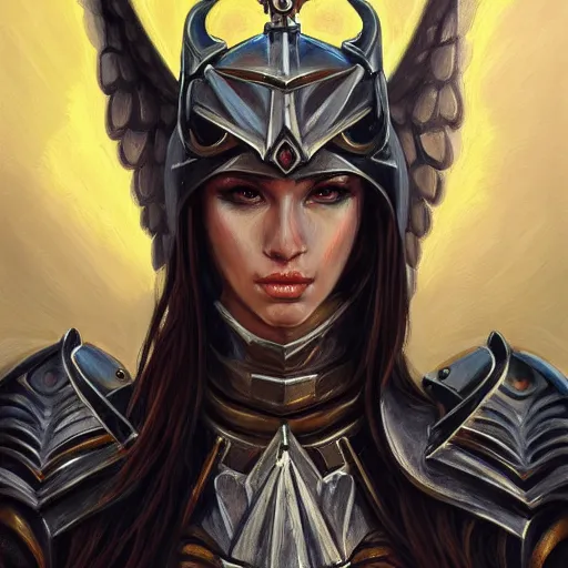 Image similar to portrait painting of a fallen angel paladin, sharp focus, high symmetry, award - winning, trending on artstation, masterpiece, highly detailed, intricate. art by terese nielsen