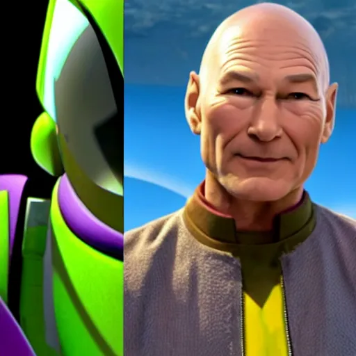 Prompt: patrick stewart as the real buzz lightyear