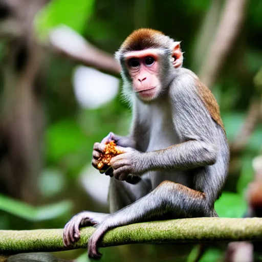 Prompt: cute monkey eating peanuts