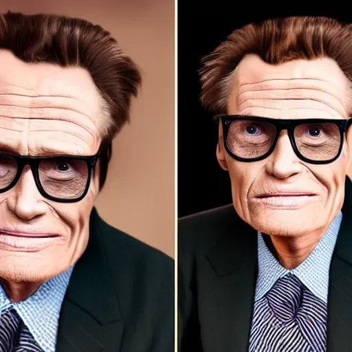 Prompt: hyperrealistic portrait of jim carrey as larry king, looking old and decrepit and dressed like an old gay man