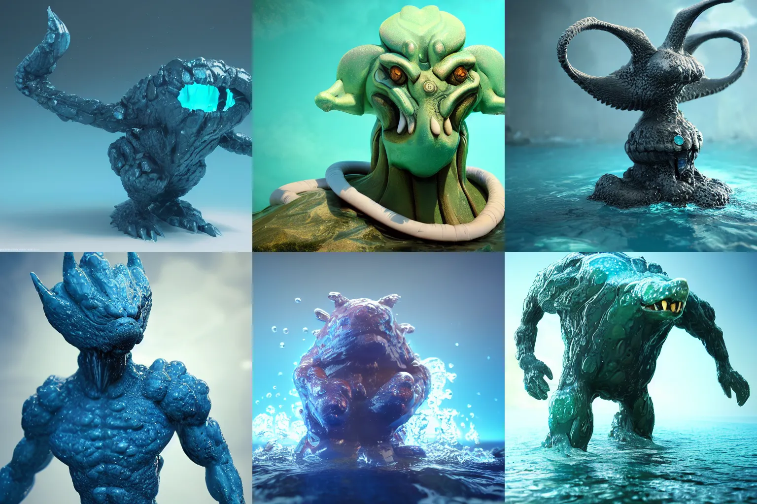 Prompt: Elemental creature made of water, Octane Render, trending on ArtStation