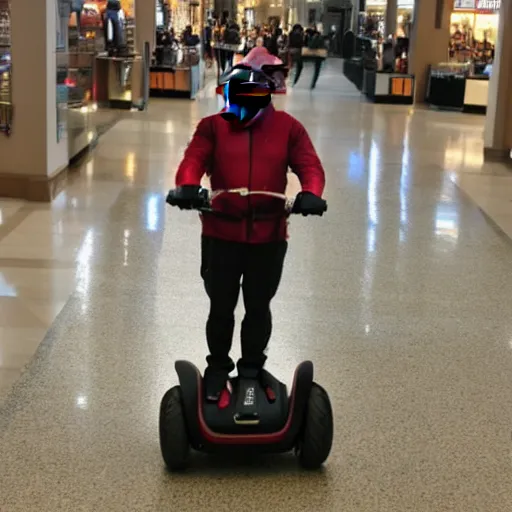 Prompt: photo of a pig on a segway in a mall