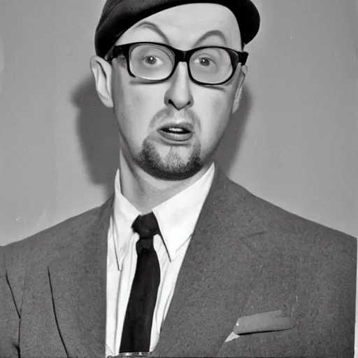 Image similar to Nostalgia Critic, Photorealism, 1950s photograph