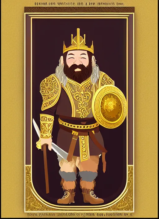 Image similar to dwarf fighter king, gold, exquisite details, white background, by studio muti