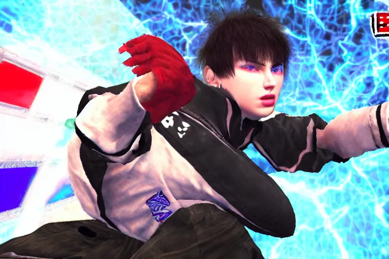 Prompt: Bladee from Drain Gang in Tekken 3, screenshot