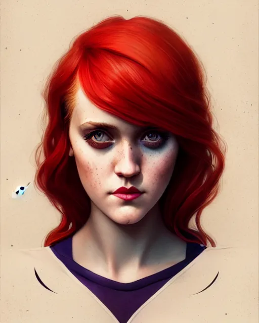 Prompt: Maika Monroe Batgirl, redhead, no mask, symmetrical face symmetrical eyes, illustration, artstation, cinematic lighting, hyperdetailed, cgsociety, 8k, high resolution, Charlie Bowater, Tom Bagshaw, Norman Rockwell, insanely detailed and intricate