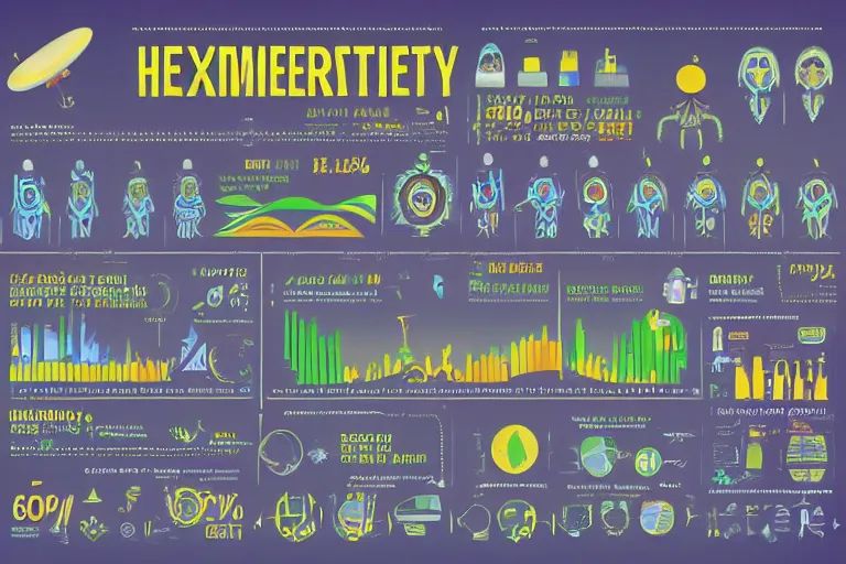 Image similar to detailed infographic depicting humanity's popularity with extraterrestrial cultures, digital display, highly detailed, full color, crisp detailed vectors