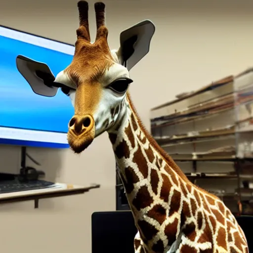 Image similar to a girafe wearing a vr headset