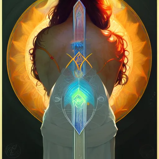 Image similar to chakra diagram, sacral chakra, detailed, elegant, highly detailed, digital painting, artstation, concept art, smooth, sharp focus, illustration, art by Krenz Cushart and Artem Demura and alphonse mucha