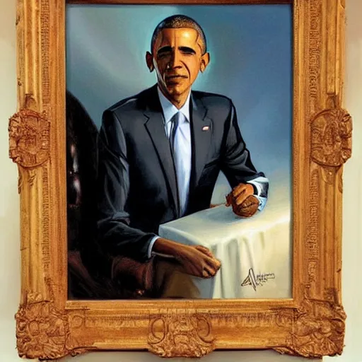 Prompt: obama portrait by gerald brom