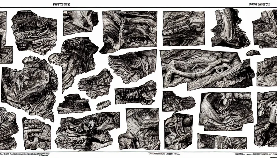 Image similar to petrified forest national park arizona in the style of bernie wrightson gray's anatomy medical illustration aesthetic horror