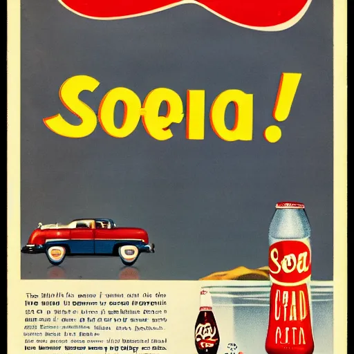 Prompt: a 1 9 5 0 soda ad, in the style of stephen gibb, 4 k,