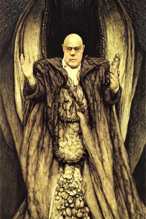 Image similar to a occut art portrait of aleister crowley by wayne barlowe, gustav moreau, goward,  Gaston Bussiere and roberto ferri, santiago caruso, and austin osman spare