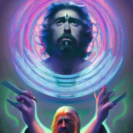 Image similar to michael mcdonald singer, boz scaggs, steely dan, christopher cross as catholic saints, anthropomorphic, sharp focus, illustration, ultra real, masterpiece, glowing holy aura by magali villeneuve and stanley artgerm lau, wlop,
