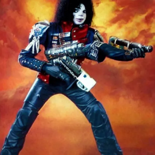 Image similar to thriller - era michael jackson as a space marine in the warhammer 4 0 k universe