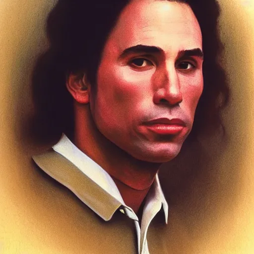 Prompt: Painting of John Travolta as Forrest Gump. Art by william adolphe bouguereau. During golden hour. Extremely detailed. Beautiful. 4K. Award winning.