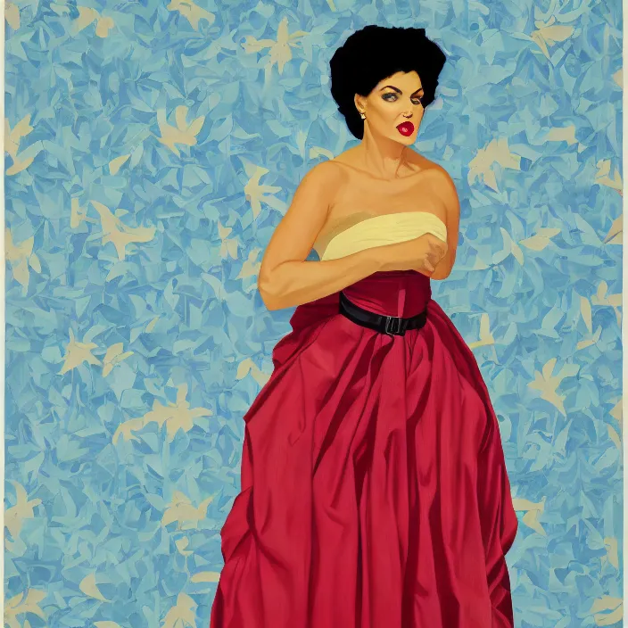 Prompt: a portrait of sherilyn fenn, dramatic, fantastic, dreamy, by kehinde wiley, by amy sherald